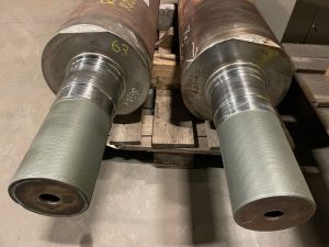 Mittels LaserCladding reparierte Walzenzapfen für die Stahlindustrie