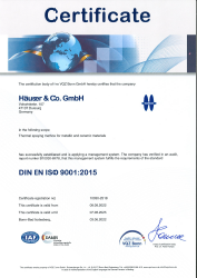 Bild des Zertifikat DIN EN ISO 9001:2015
